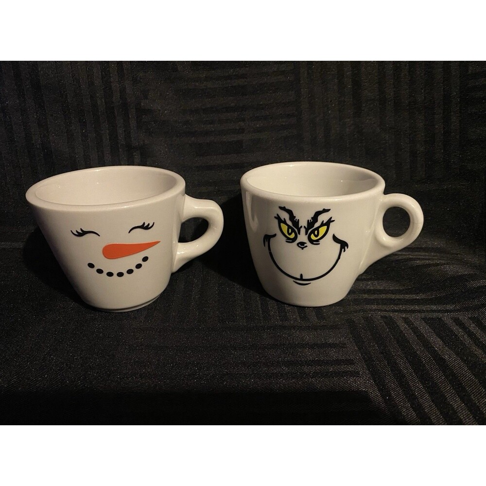 Vintage Shenango China Snowman and Grinch Restaurant coffee cups/mugs